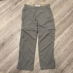 Mountain Khakis Mens 36x34 Gray Relaxed Fit Convertible Cargo Hiking Pants Nylon